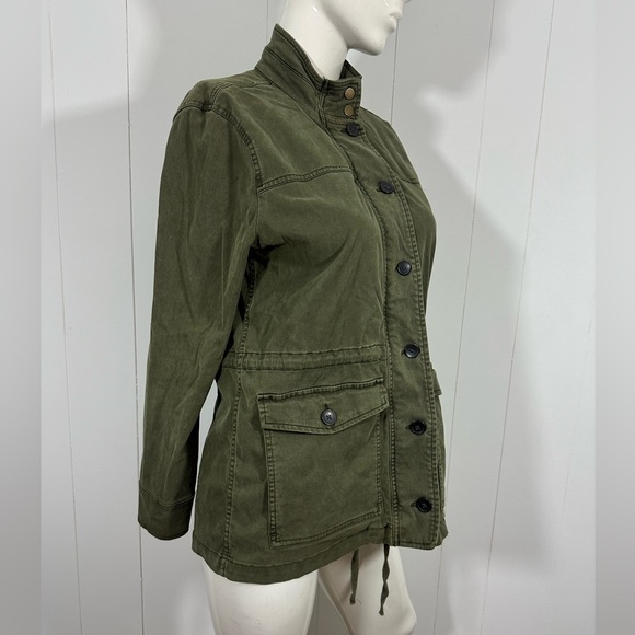 Lucky Brand Military Jacket M Cinched Waist Utility Army Olive Green Zip - Picture 4 of 13